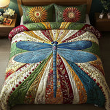 3-Piece Quilted Bed Set - Golden Dragonfly