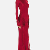 Vestit Maxi Formal de Coll Alt Vermell