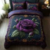 3-Piece Quilted Bed Set - Violet Pink