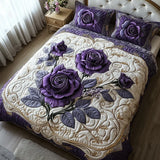 3-Piece Quilted Bed Set - Violet Pink