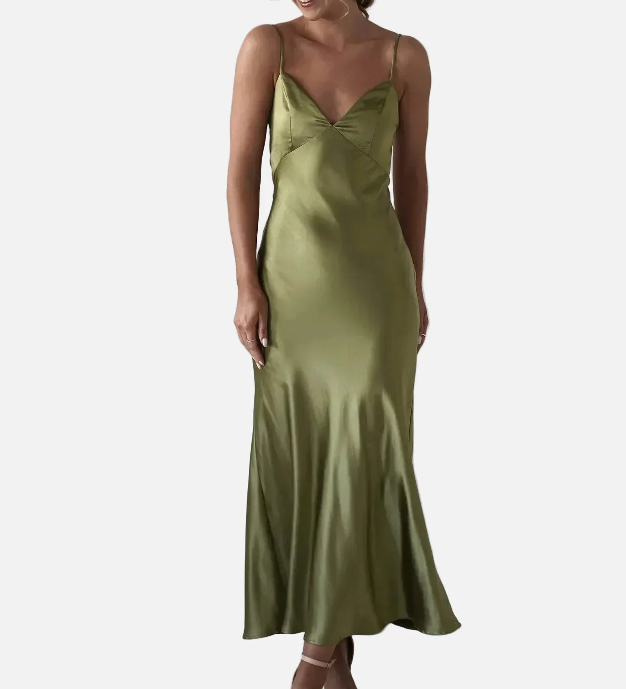 Vestit Maxi de Setí amb Detall de Tirants Delicats