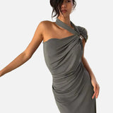 Vestit Maxi Drapat d'Un Shoulder amb Silueta Esculpida