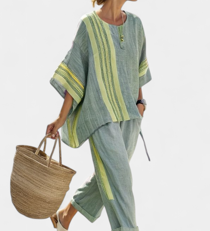 Lorena | Conjunt Boho de Lli i Bambu, Elegant Lavanda