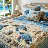 3-Piece Quilted Bed Set - Ocean Waves