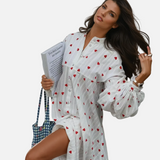 Vestit Camisa Brodat de Cors de Cor Oversized d'Estiu