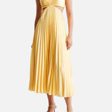 Vestit Maxi de Festa d'Estiu Plisat Groc