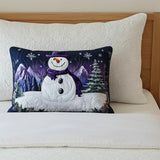 Padded Cushion Cover - Purple Snowman