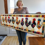 Quilted Table Runner - Rooster Parade