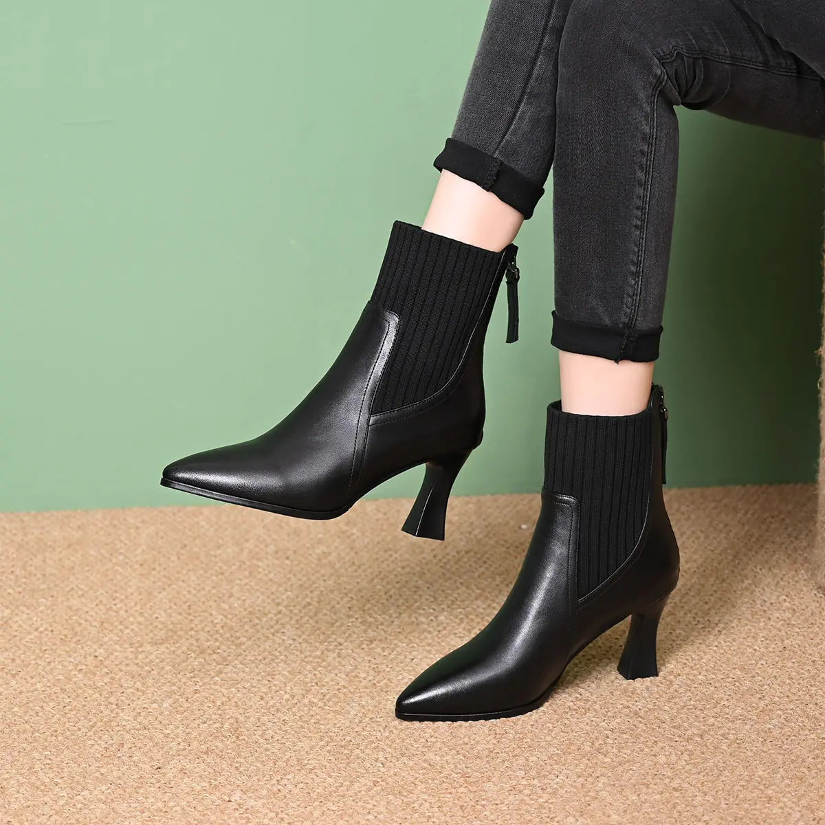 Clara–Botas de plataforma de cuir