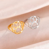Delicate Animal Paw Ring – Open Stainless Steel Ring with Animal Motif