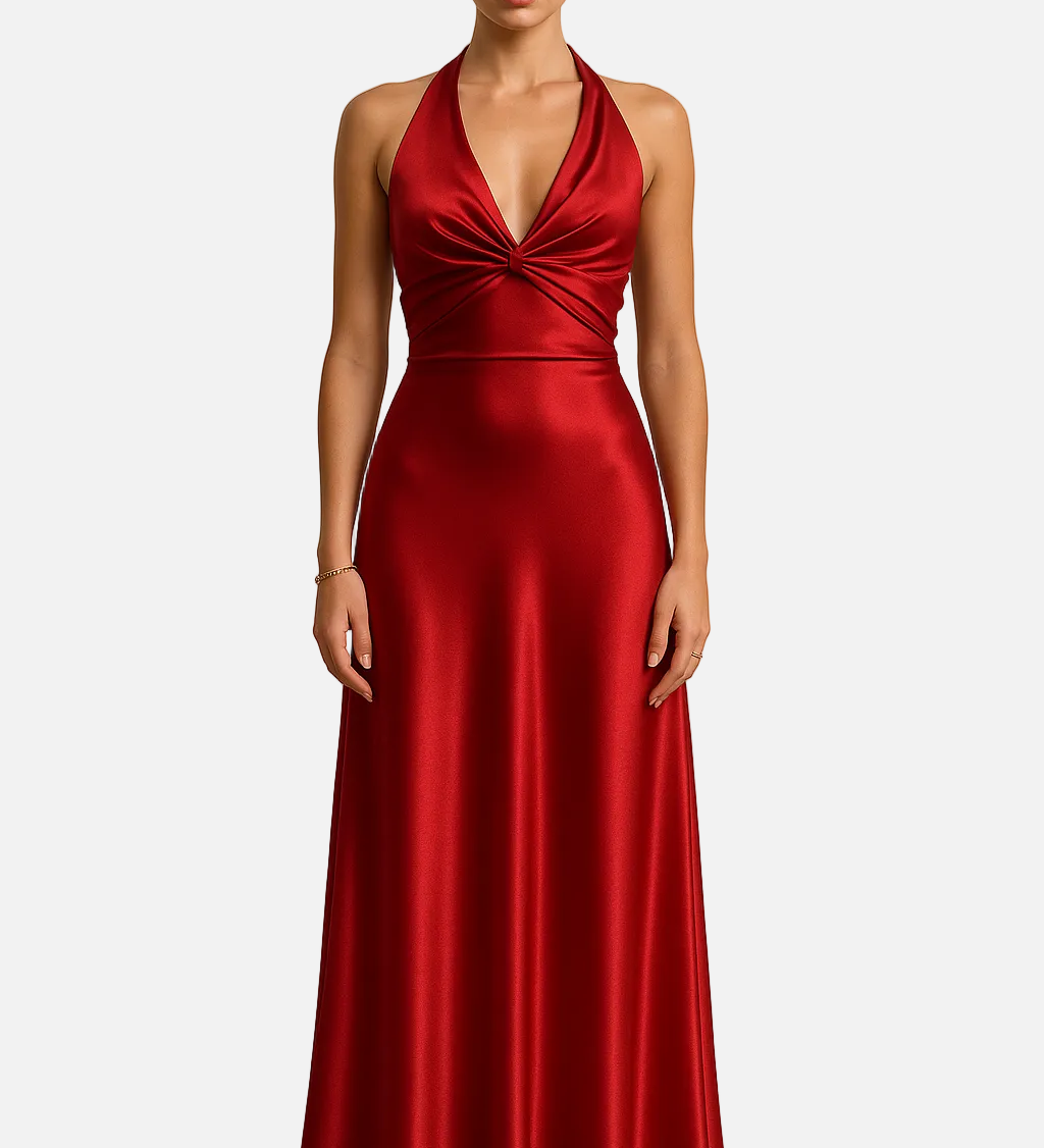 Vestit Maxi de Promoció Halter de Satén