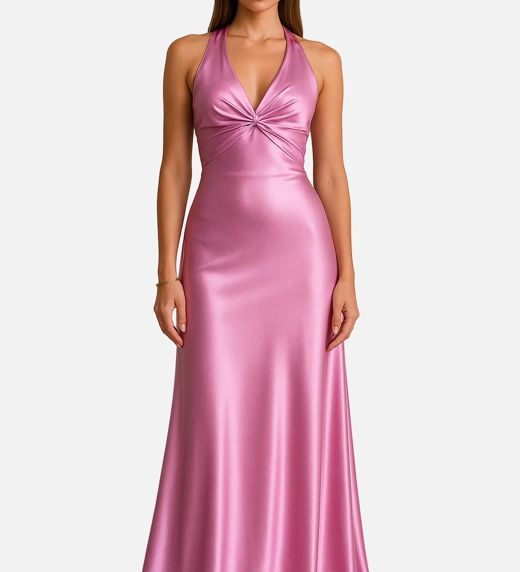 Vestit Maxi de Promoció Halter de Satén