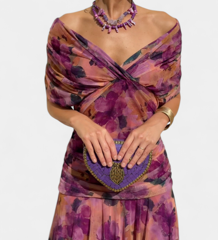 Teresa - Vestit llarg floral amb escot en V