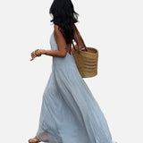 Vestit Maxi amb Tirants d'Espagueti Plisats i Silueta Fluida