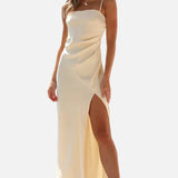 Vestit maxi de còctel de setí simple