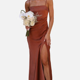 Vestit maxi de còctel de setí simple