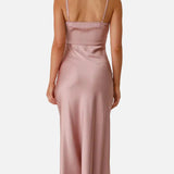 Vestit maxi de còctel de setí simple