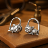 Sleeping Puppy Earrings Made of Sterling Silver
