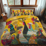 3-Piece Quilted Bed Set - Rooster of Dawn