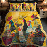 3-Piece Quilted Bed Set - Rooster of Dawn