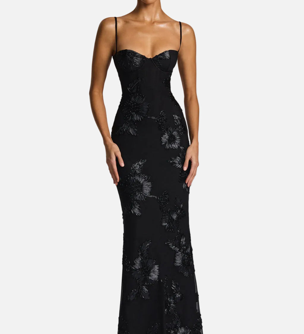 Vestit Maxi Corsé d'Convidada de Boda Jacquard Floral