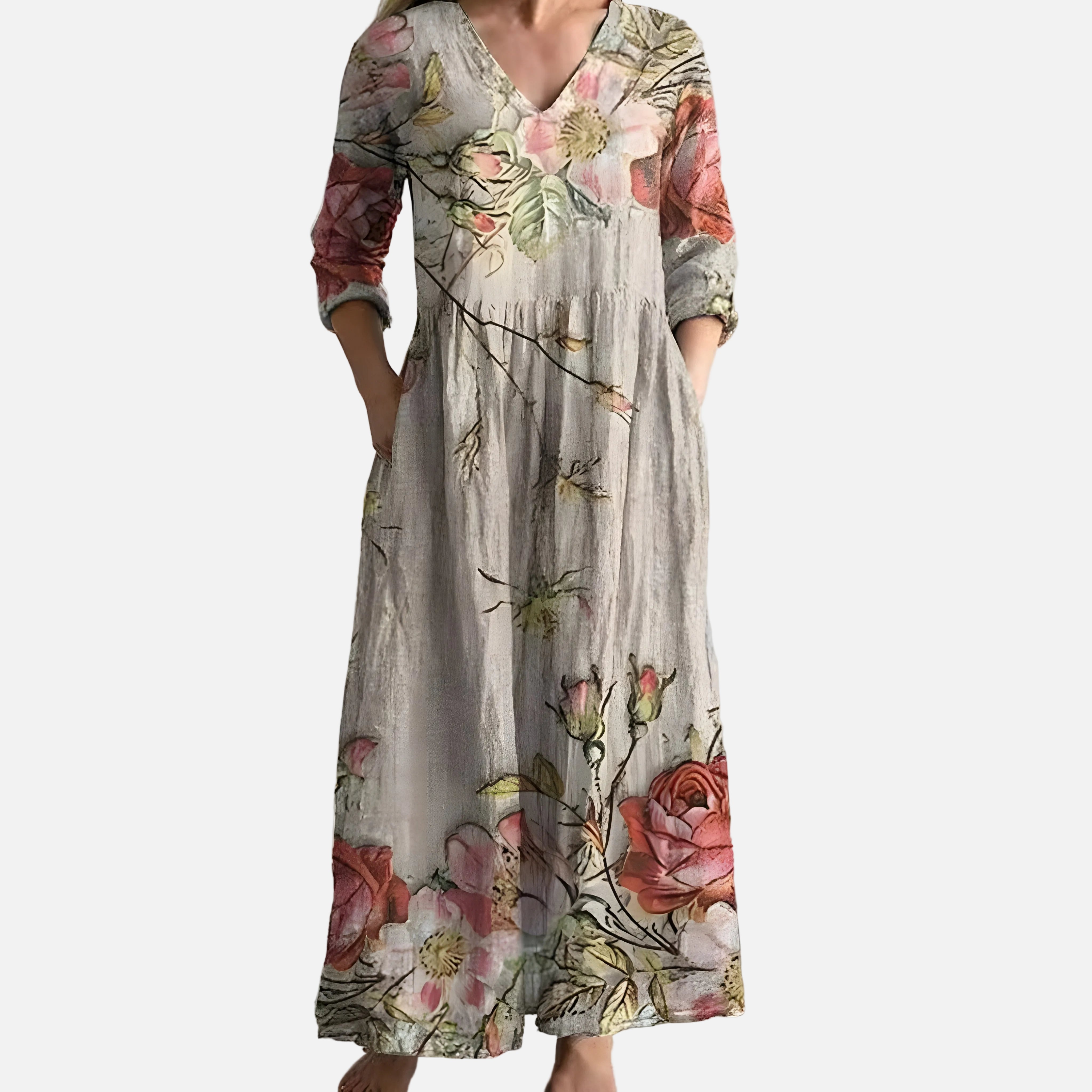Vestit Maxi Floral d'Estiu amb Escot en V