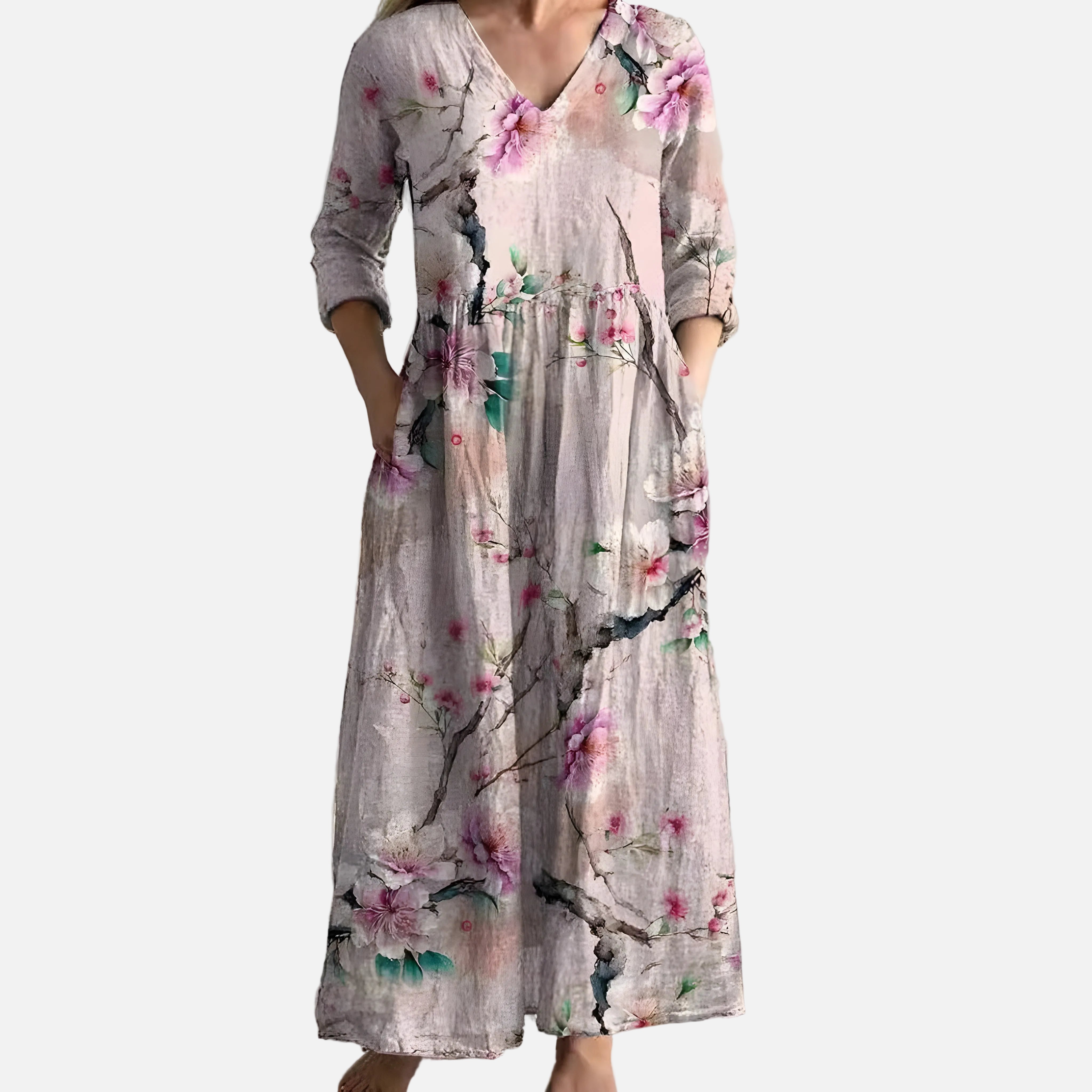 Vestit Maxi Floral d'Estiu amb Escot en V