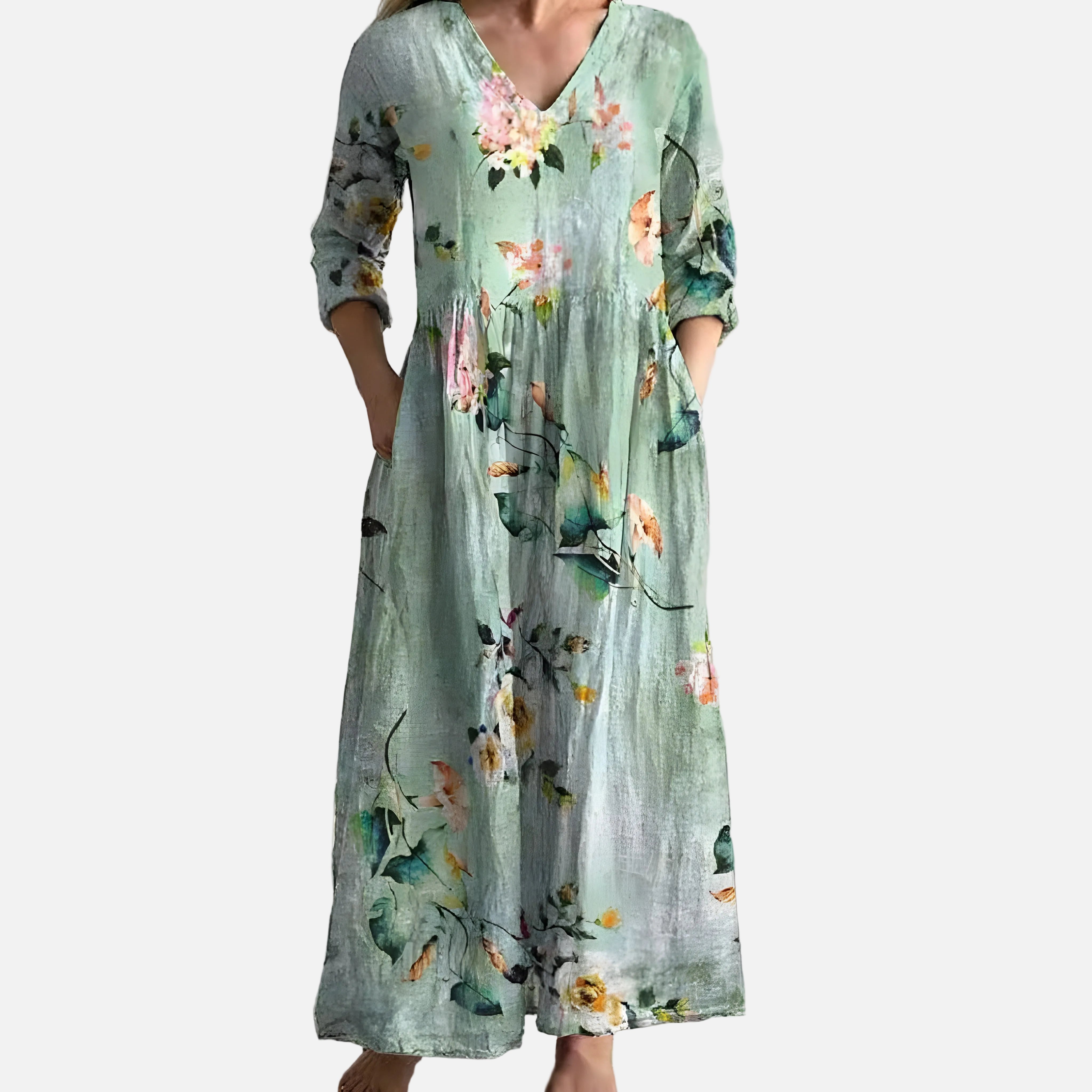 Vestit Maxi Floral d'Estiu amb Escot en V