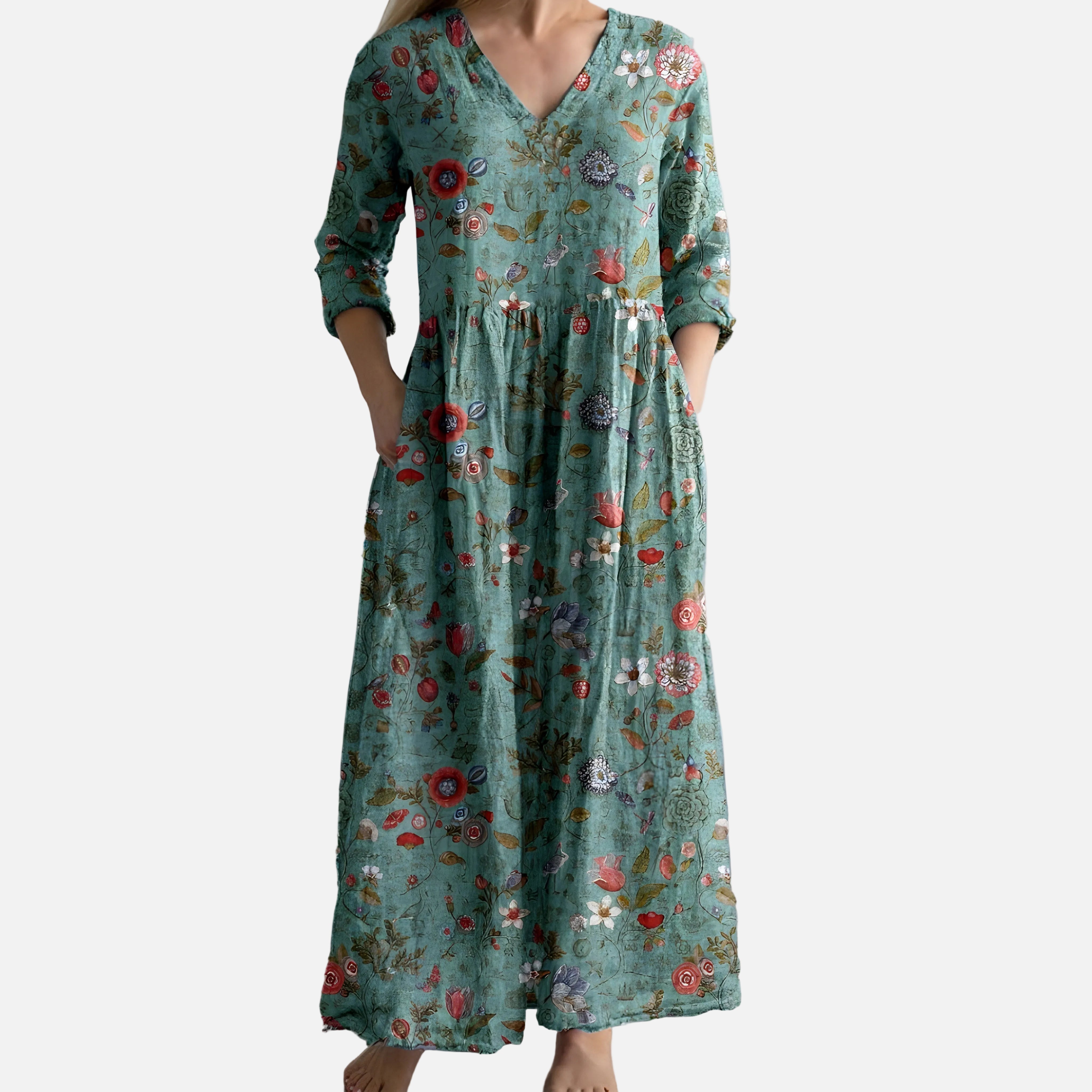 Vestit Maxi Floral d'Estiu amb Escot en V