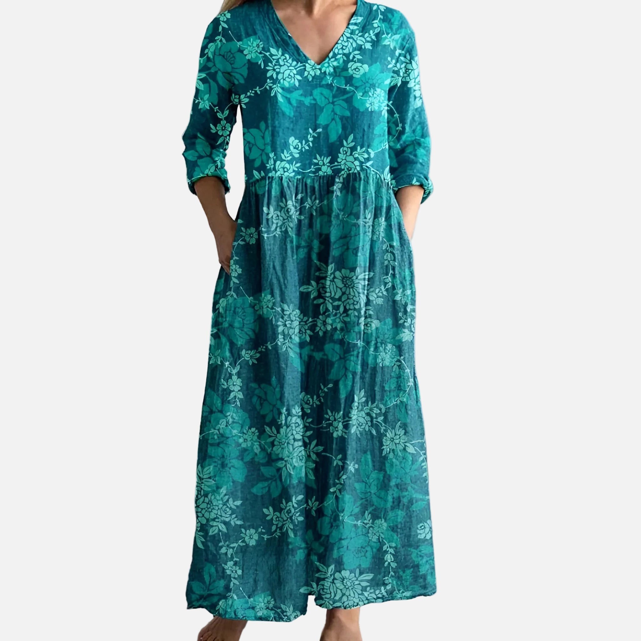 Vestit Maxi Floral d'Estiu amb Escot en V