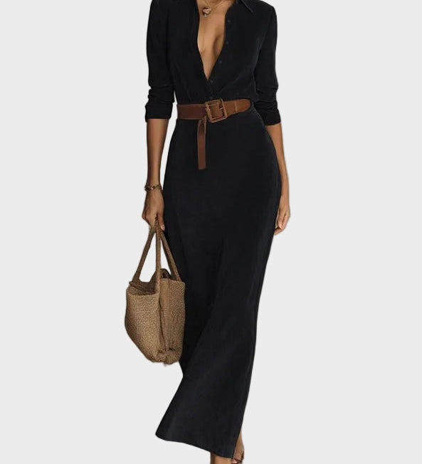 Vestit maxi de camussa amb tancament únic i coll