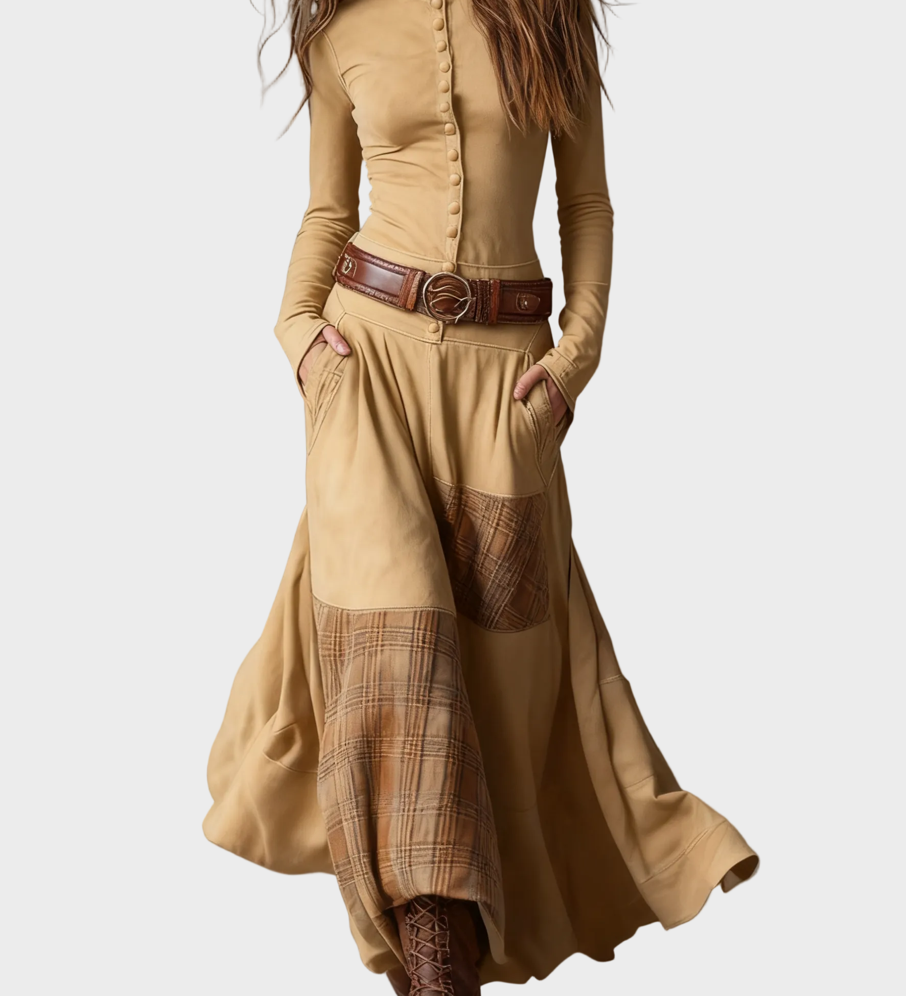 Helena - Vestit maxi de ante blau marí amb cinturó