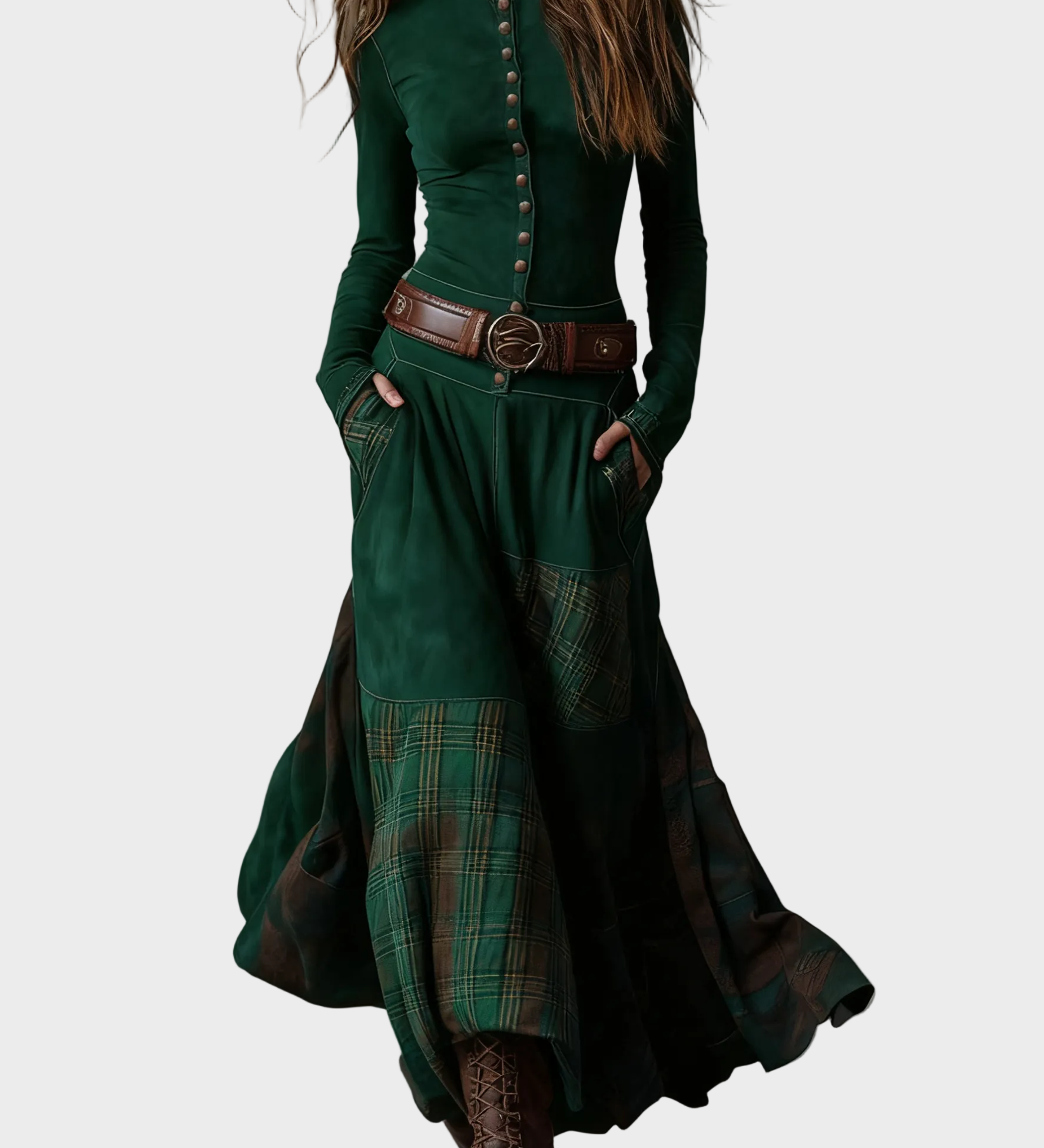 Helena - Vestit maxi de ante blau marí amb cinturó