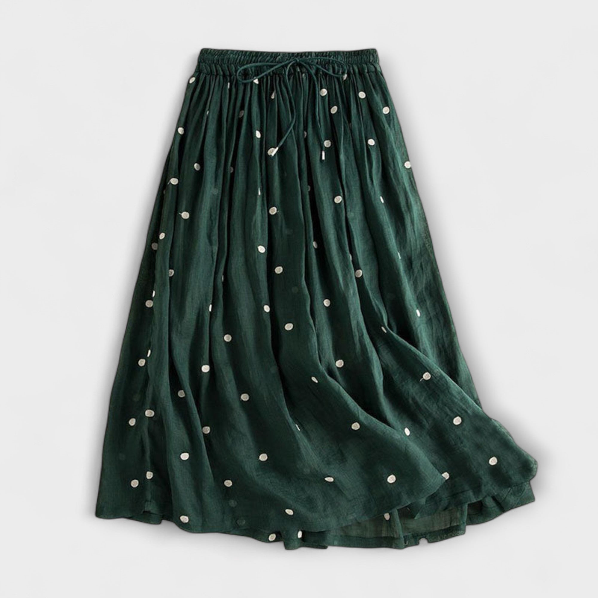 Faldilla de cotó i lli amb estampat de llunes