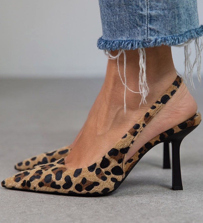Liorina | Talons alts chaki amb estampat de lleopard i punta afilada