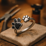 Adjustable and Creative Ring with Cute Paw Print Design