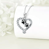Friendship Bear Pendant Necklace in Silver and Black