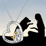 Lucky Heart and Dog Pendant Necklace – Sterling Silver Necklace with Zirconia