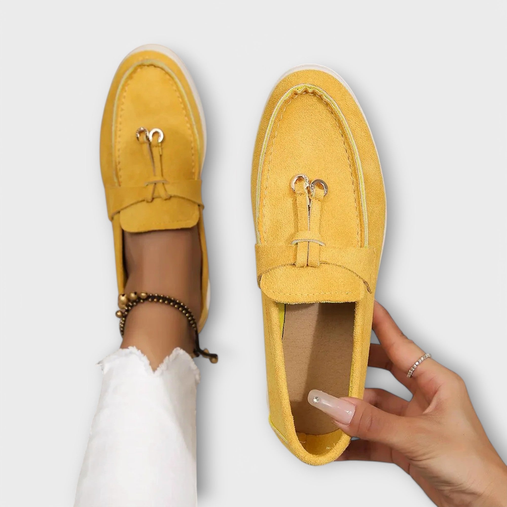 Mocassins sense fil per a dona amb cinta decorativa