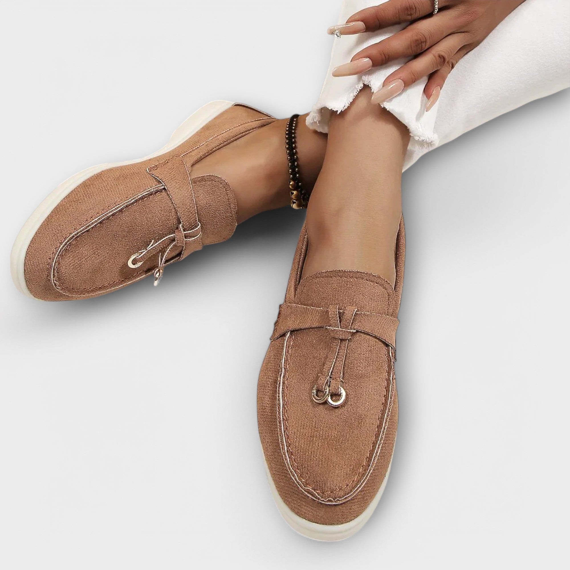Mocassins sense fil per a dona amb cinta decorativa
