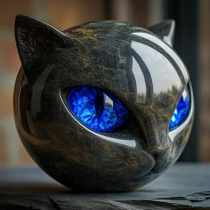 NyxCharm | Escultura de Cap de Gat Negre Místic
