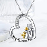 Lucky Heart and Dog Pendant Necklace – Sterling Silver Necklace with Zirconia