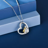 Lucky Heart and Dog Pendant Necklace – Sterling Silver Necklace with Zirconia