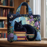 Handmade Bag “Black Cat on Books”