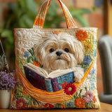 Handcrafted Bag “Shih Tzu with Book and Flowers”