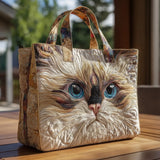 Handcrafted Bag “White Cat with Blue Eyes”