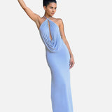 Vestit Maxi de Coll Halter – Vestit de Nit Elegant i Drapejat per a Dones