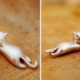 Sterling Silver Necklace with Playful Cat
