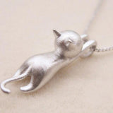 Sterling Silver Necklace with Playful Cat