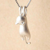 Sterling Silver Necklace with Playful Cat